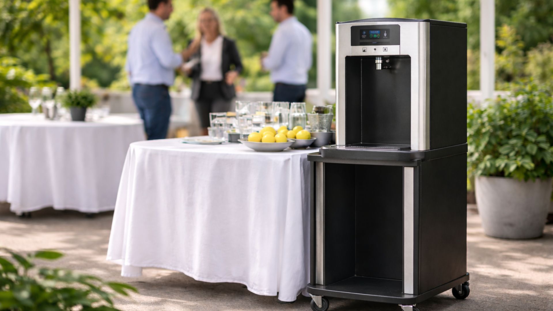 Dispensador de agua en evento corporativo