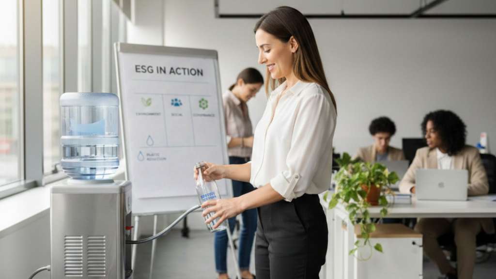 Fuente de agua para empresas en un entorno de oficina